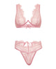 Load image into Gallery viewer, Beatriz Pink Lace Underwire Bra Set Open Back Two Piece Medium
