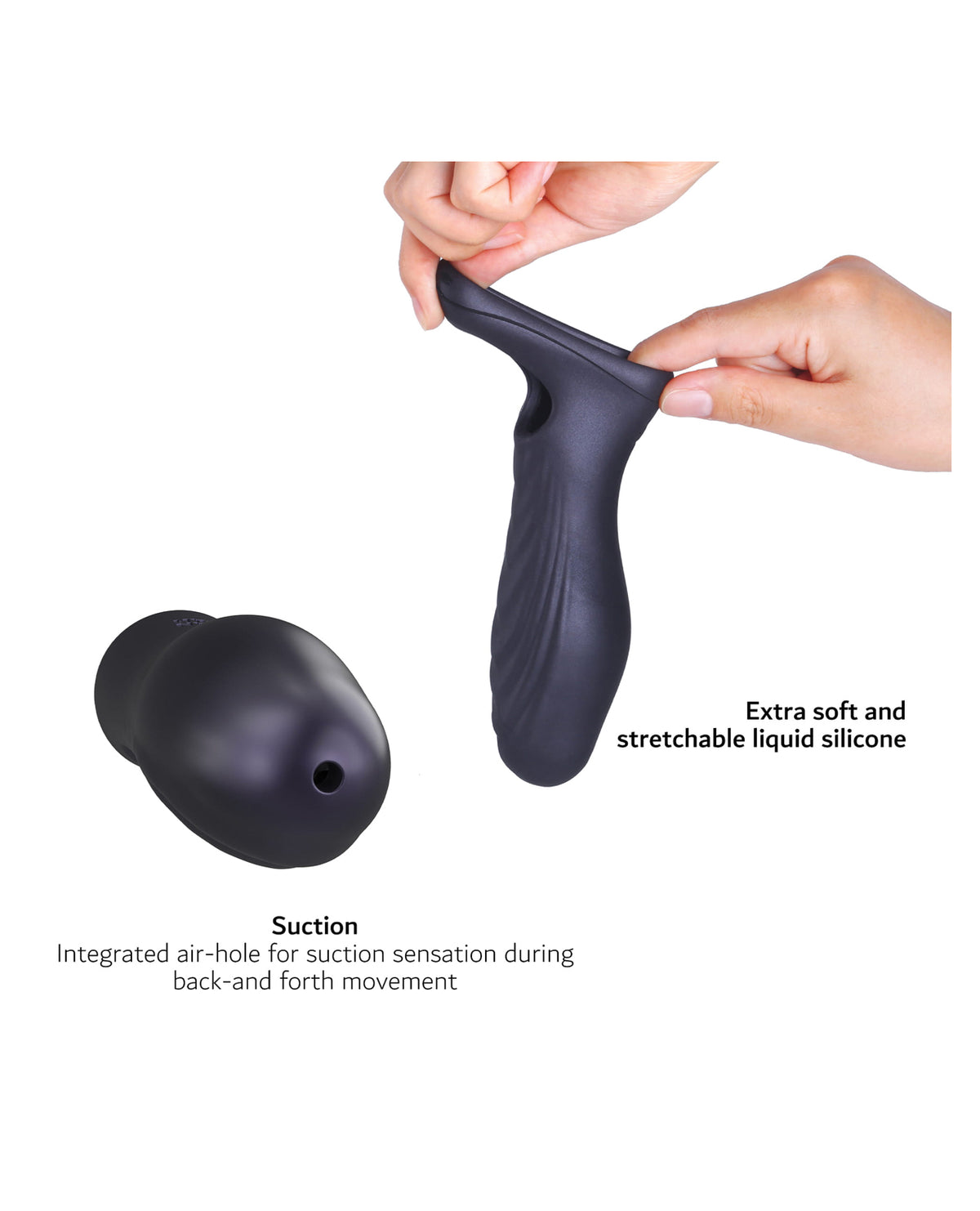 Masturbador masculino híbrido 2 en 1 Ryzer Max con funda para el pene, color ciruela negra