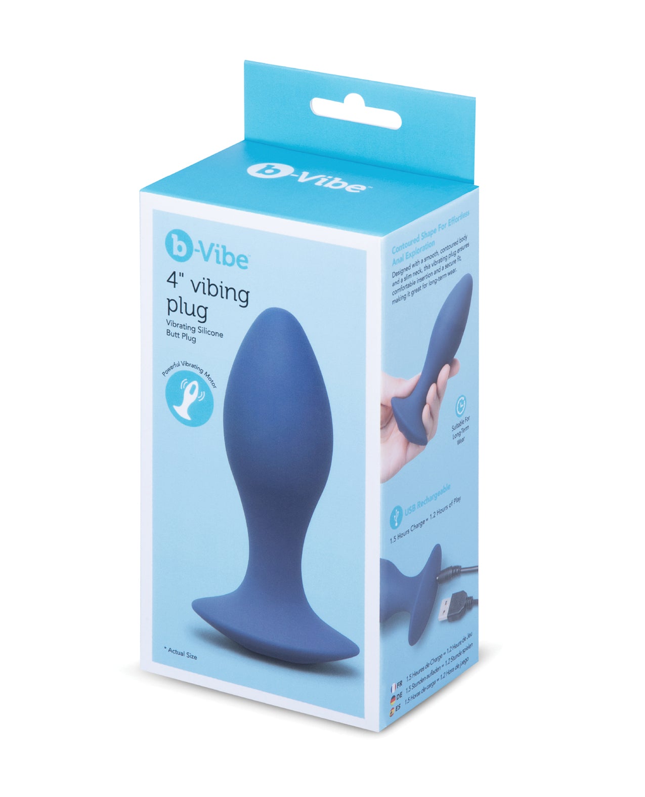 Dop anal vibrator BVibe de 4 Inch din silicon neted, cu bază evazată sigură