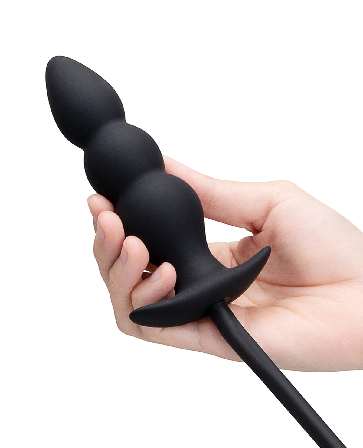 BVibe oppustelig analplug i silikone med perler og håndpumpe