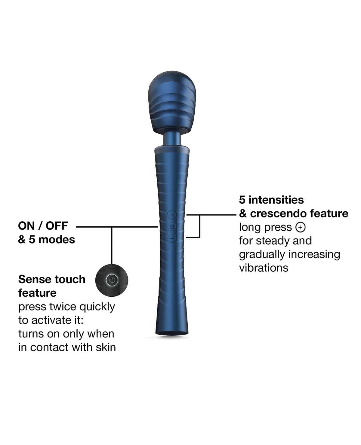 Masajeador vibratorio Man Wand Edgy Power Wand con cabezal ergonómico, azul Stellar Blue