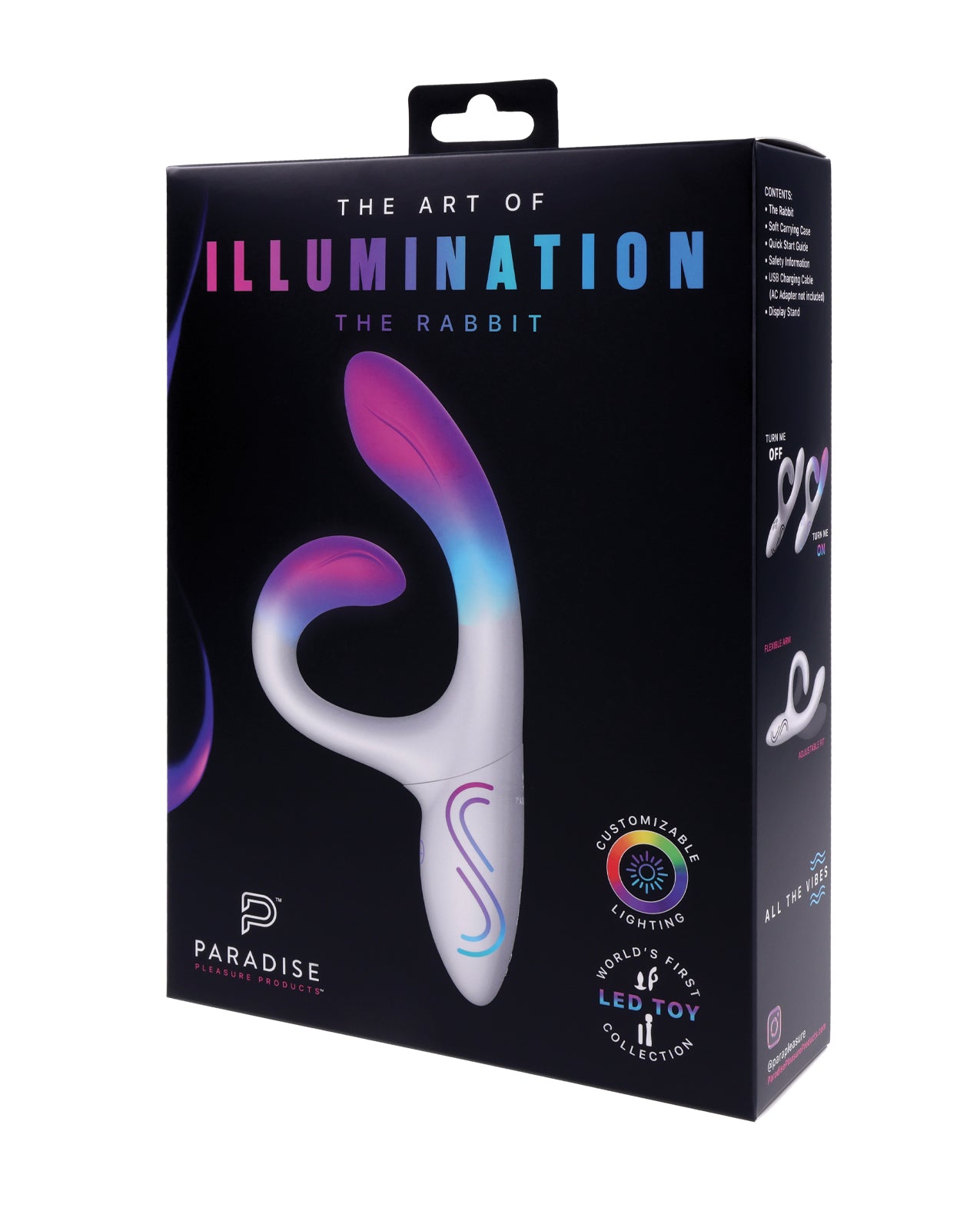 Vibrador de conejo blanco con iluminación LED y colores ajustables
