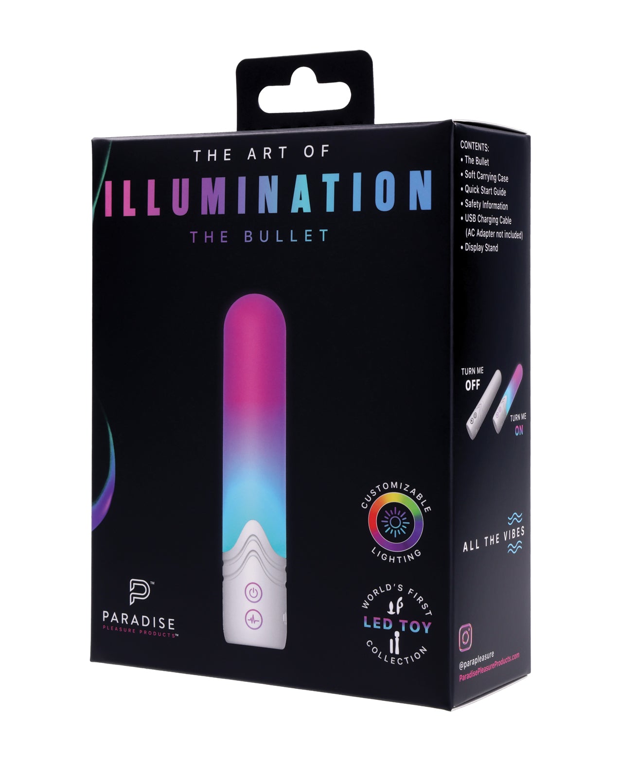 Vibrador tipo bala blanco Paradise Illumination con LED ajustable