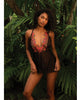 Load image into Gallery viewer, Midnight Rose Floral Embroidered Lace Babydoll And Thong Set XL

