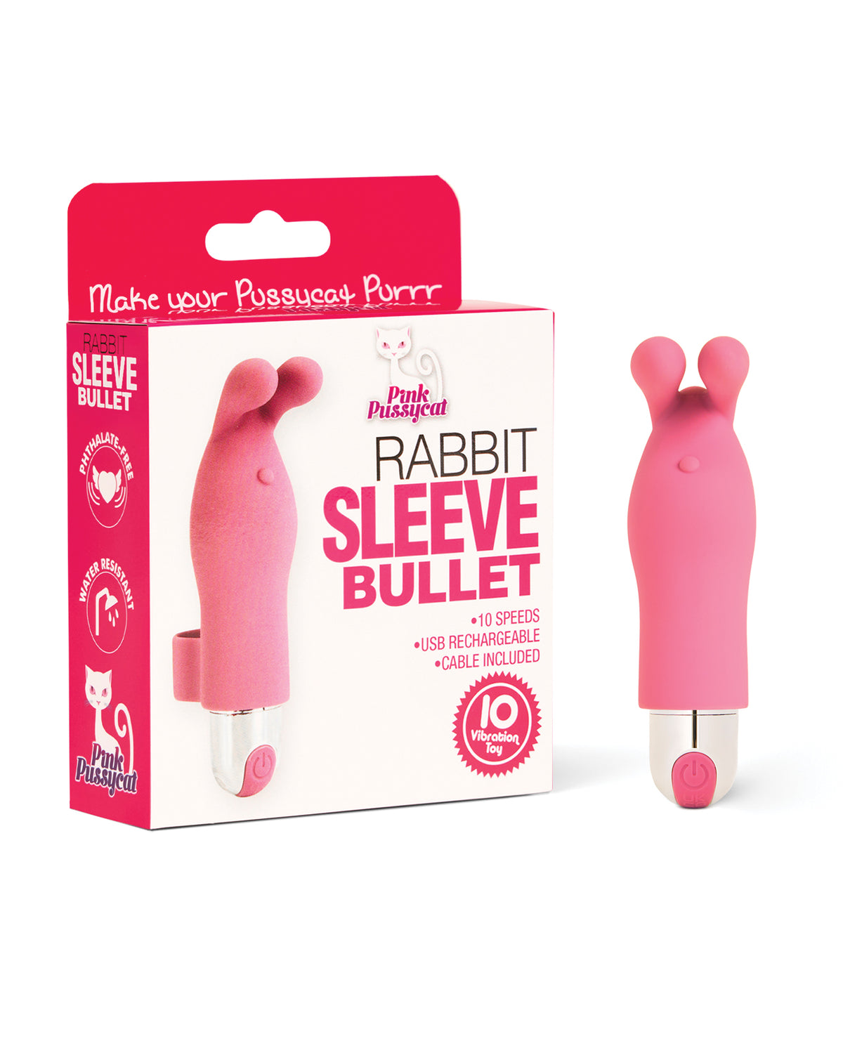 Pink Pussycat Rabbit Sleeve Bullet Wireless Personal Vibrator