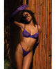 Load image into Gallery viewer, Bare Bliss Mesh Satin Balconette Bra And Thong Set Dark Purple L/XL
