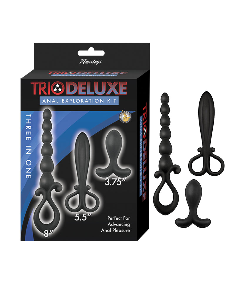 Load image into Gallery viewer, Nasstoys Trio Deluxe Anal Exploration Kit Black 3 Piece Set
