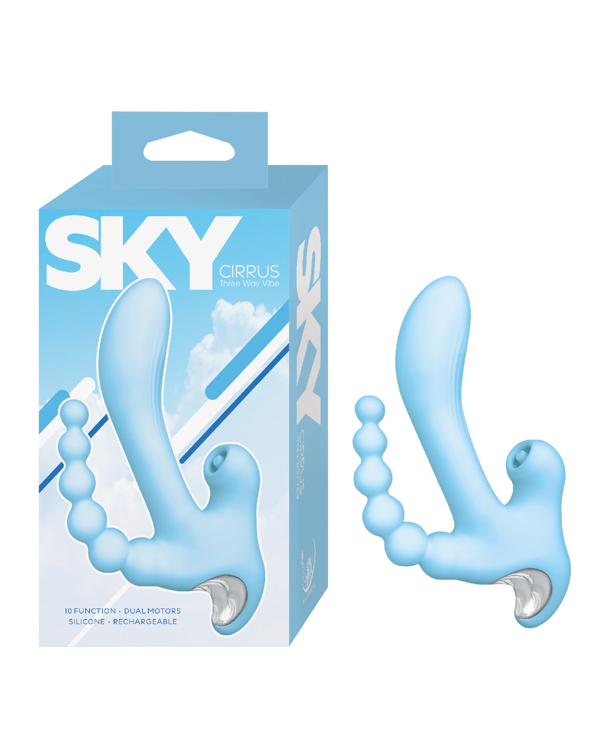 Nasstoys Sky Cirrus Three Way Vibe Blue Dual Motor USB Rechargeable