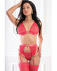 Indlæs billede i gallerifremviser, Gennemsigtigt leopard-blonde-halter-bh- og strømpeholder-sæt med strømper, one size, teaberry
