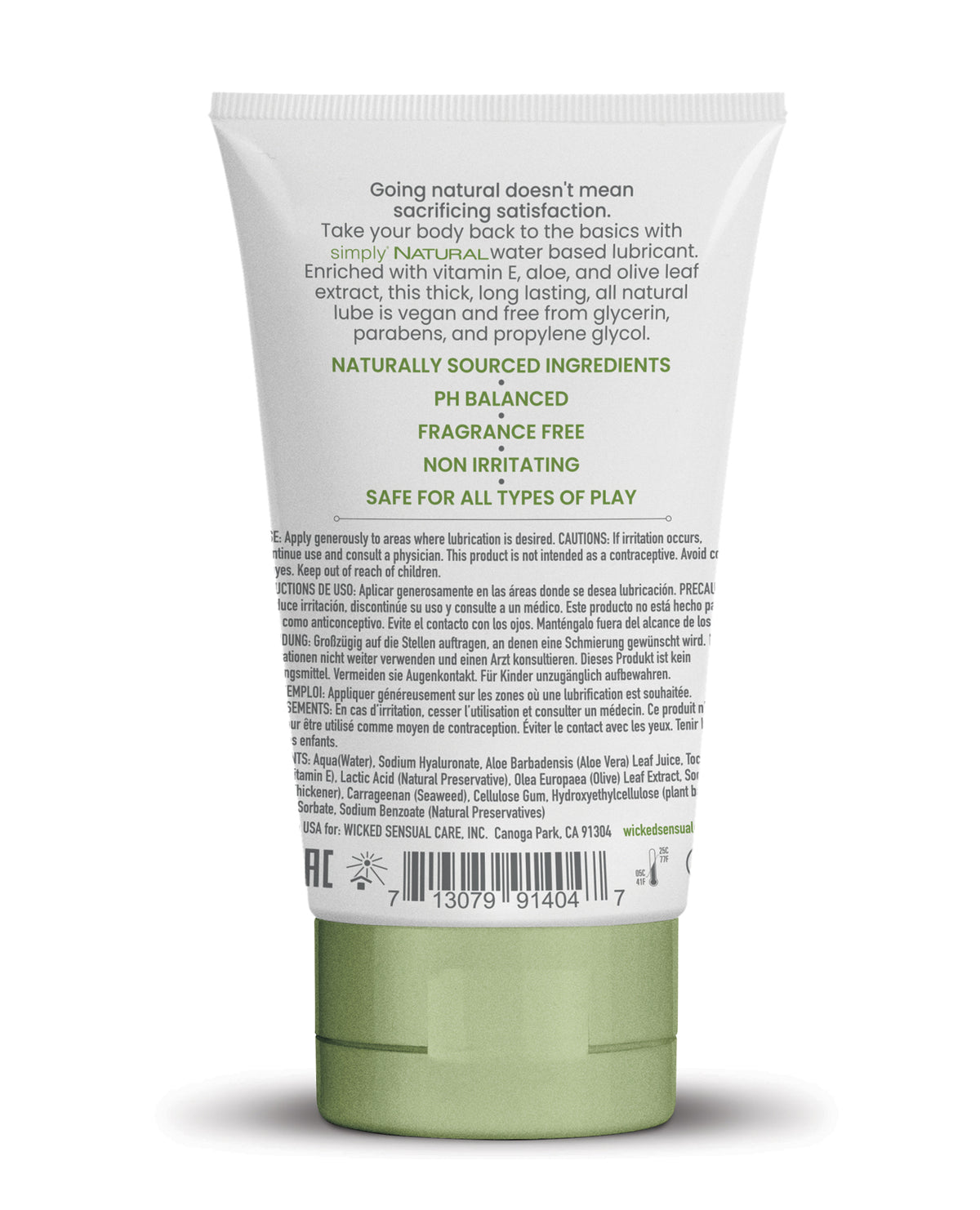 Lubricante a base de agua Wicked Simply Natural, 4 Ounces