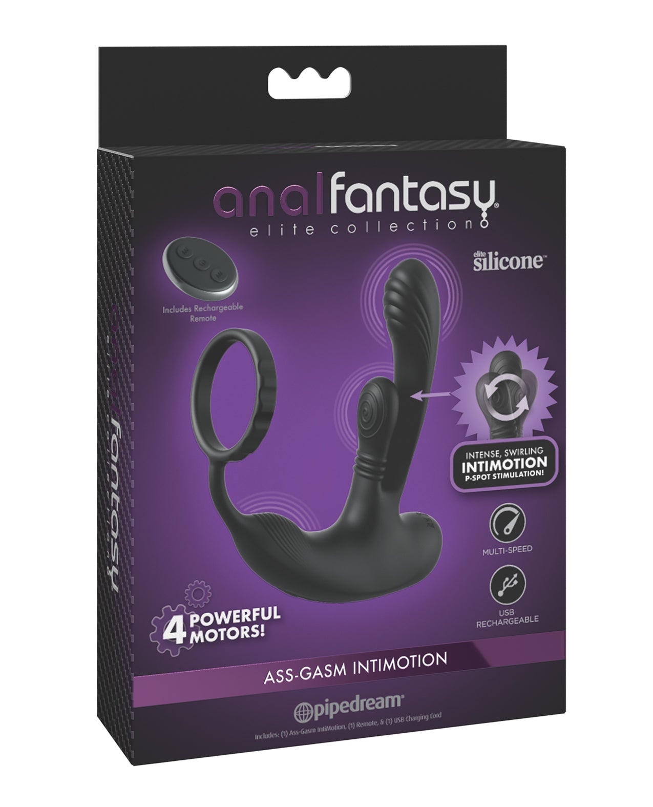 Vibrador anal interno y externo de 4 motores negro Anal Fantasy Elite IntiMotion
