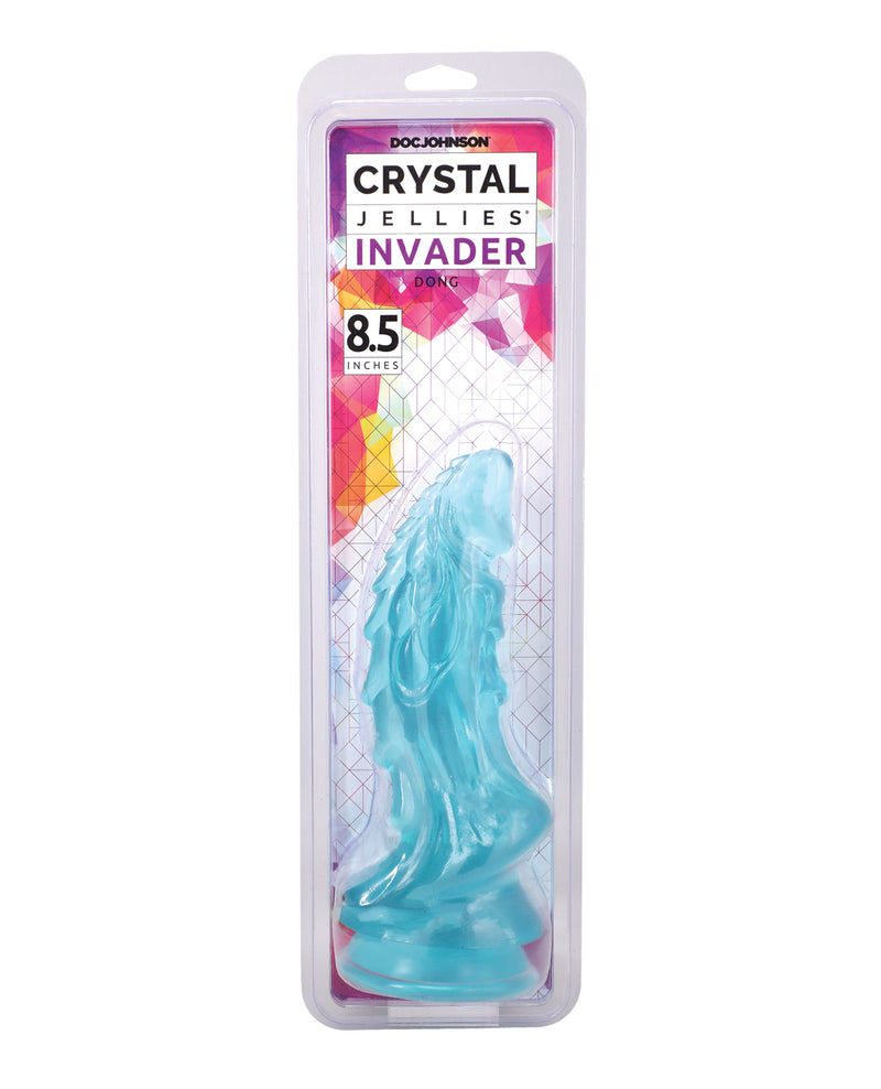 Load image into Gallery viewer, Crystal Jellies Mythical Invader Dildo Teal With Ridges And Suction Cup Base
