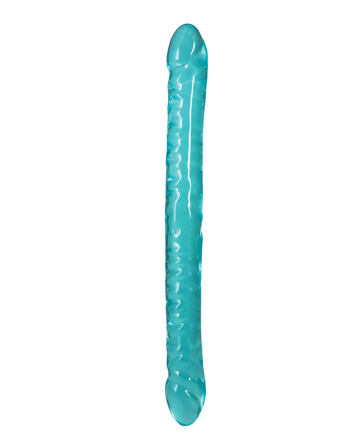 Doc Johnson Crystal Jellies double gode de 18 pouces, bleu sarcelle, texture flexible