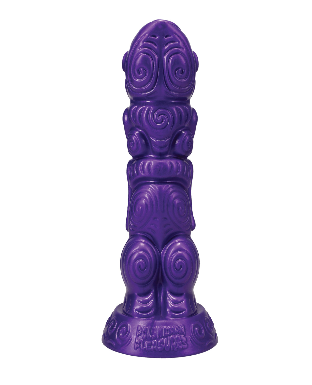 Escultura erótica de madeira do guardião espiritual polinésio Uhane Ino, roxa