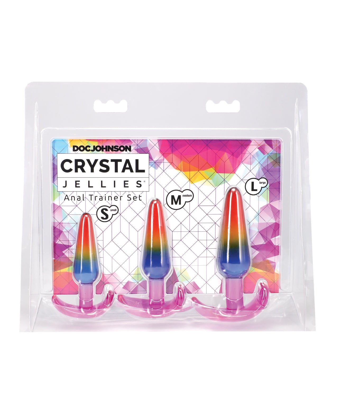 Crystal Jellies-analtrænersæt med 3 dele, regnbuefarvet TPE, buet base