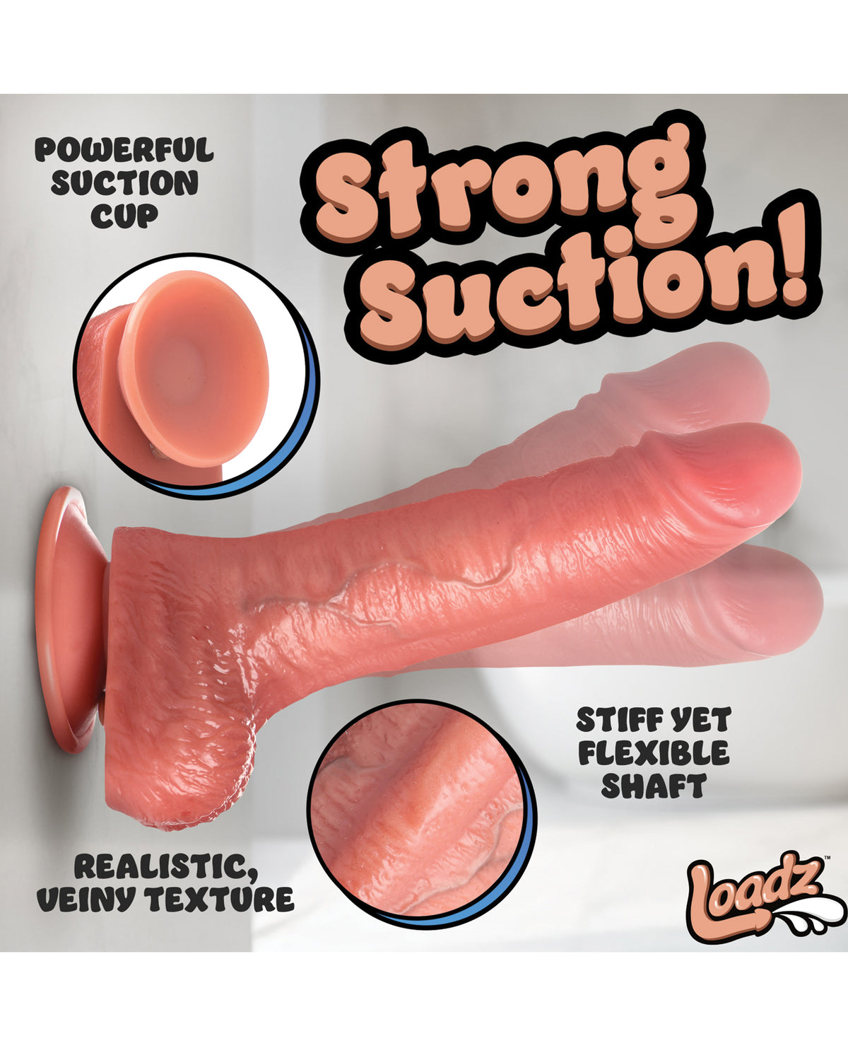Dildo de silicona Loadz de 10 pulgadas con embestidas, vibración y eyaculación, con control remoto inalámbrico
