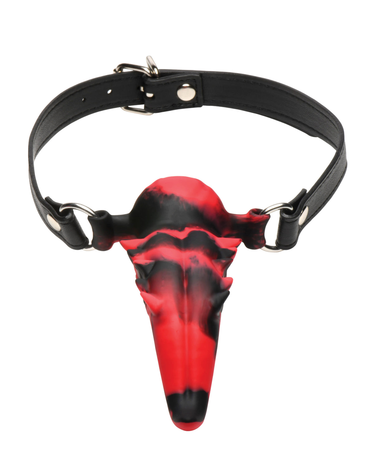 Imbracatura con lingua demoniaca vibrante in silicone con protuberanze di Creature Cocks