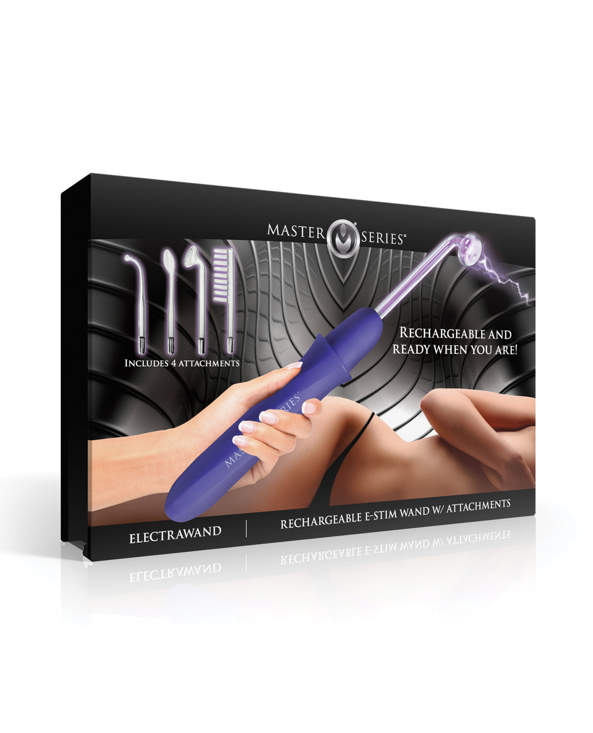 Rechargeable Purple Electric Stimulation Wand With 4 Attachments