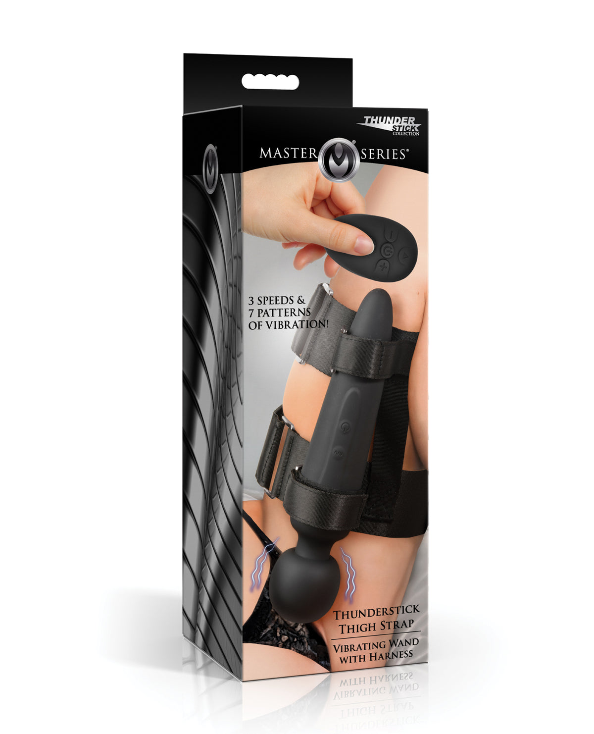 Master Series Thigh Strap Vibrating Wand For Couples 3 Speeds