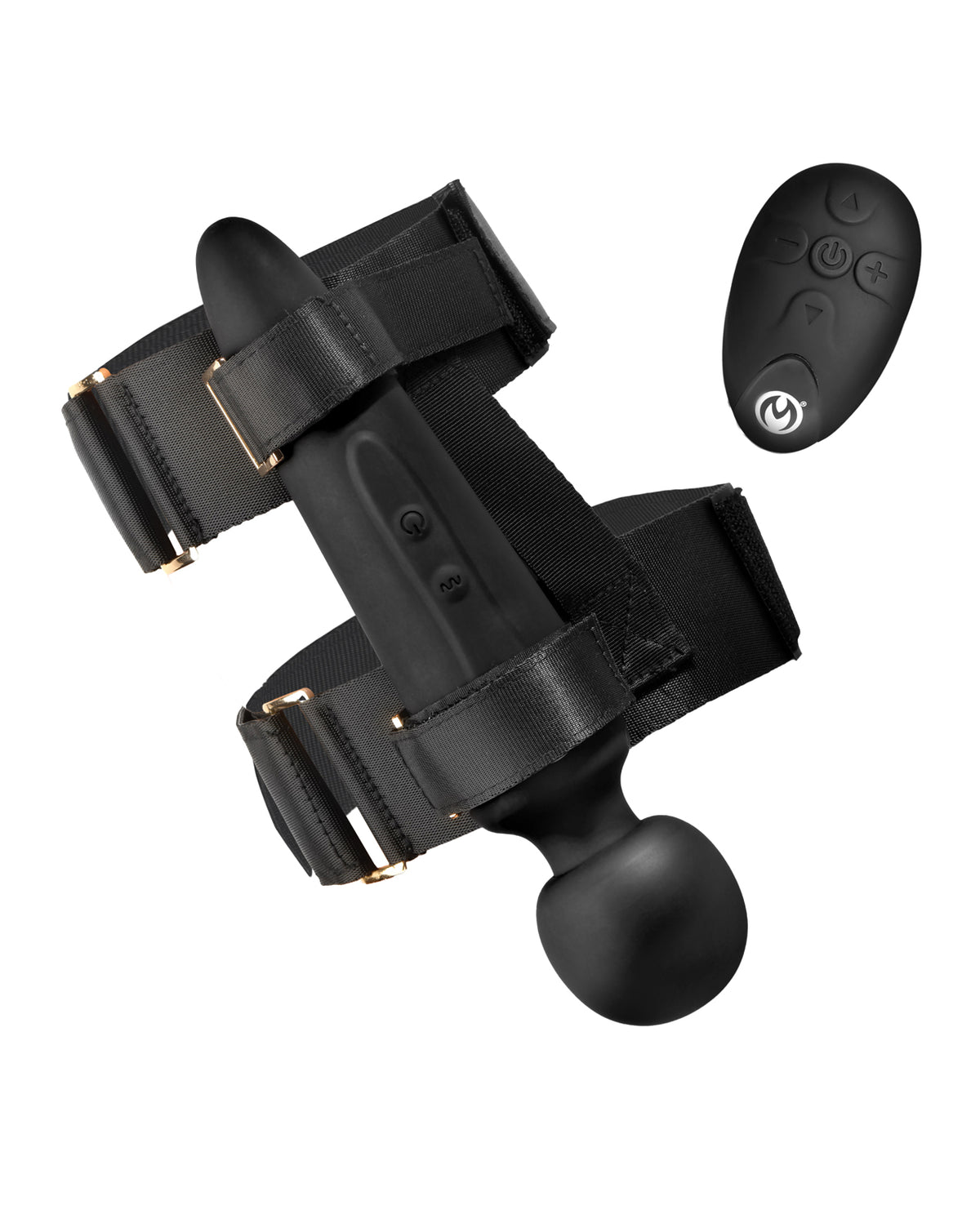 Correa para el muslo con varita vibradora Master Series para parejas, 3 velocidades