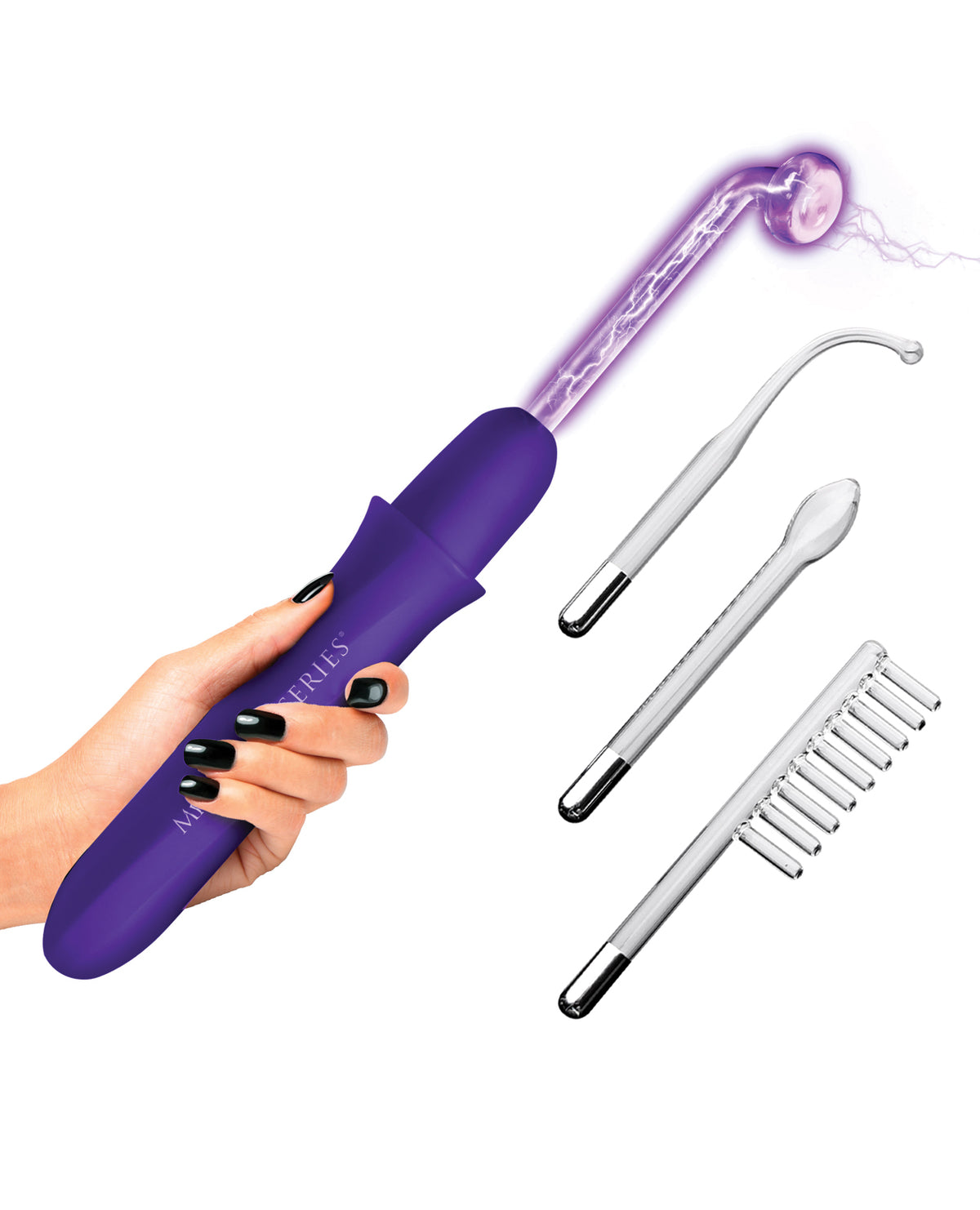 Rechargeable Purple Electric Stimulation Wand With 4 Attachments