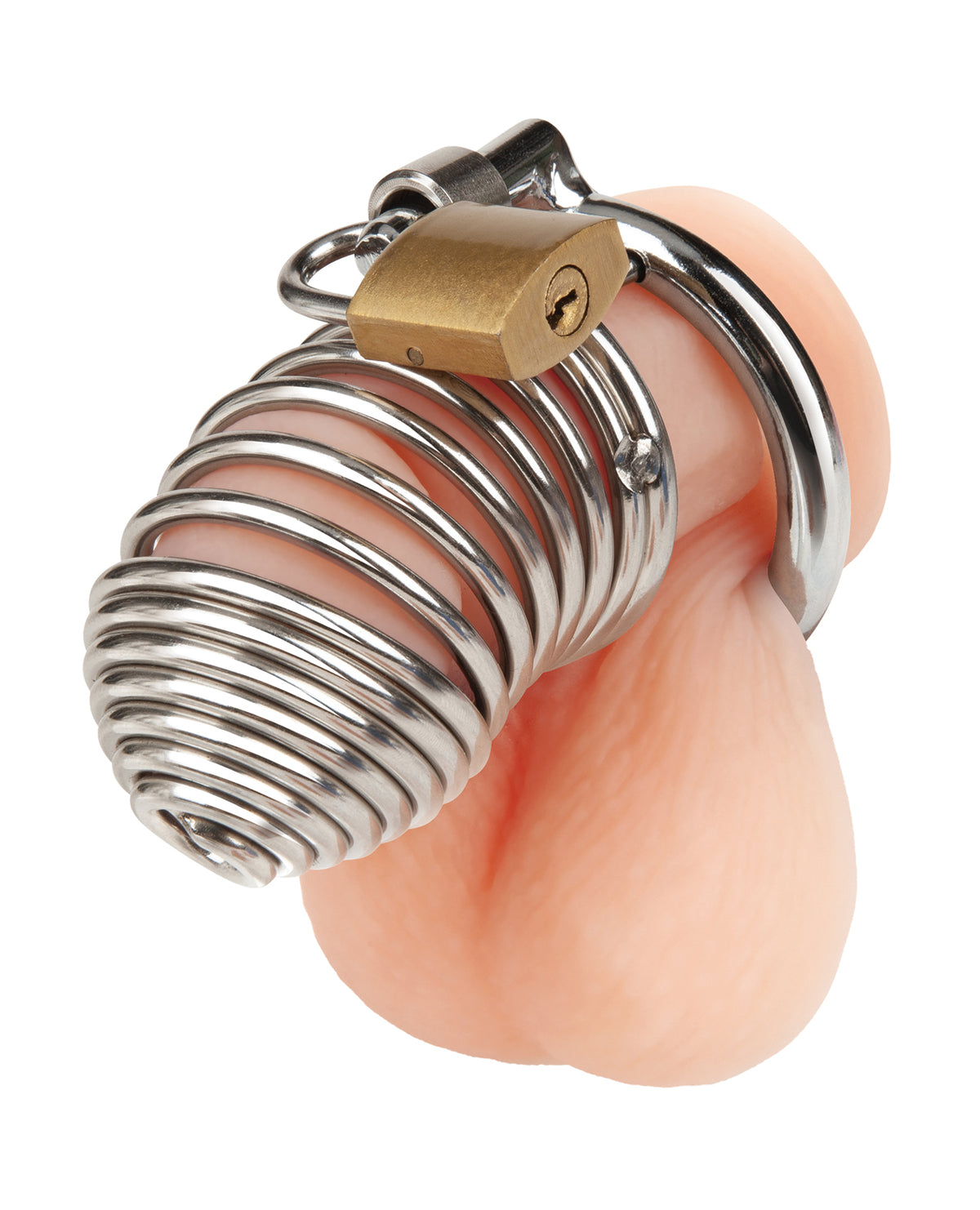 Dispositivo de castidad con jaula para pene de hierro resistente, cerradura y diseño de resorte, para prisioneros