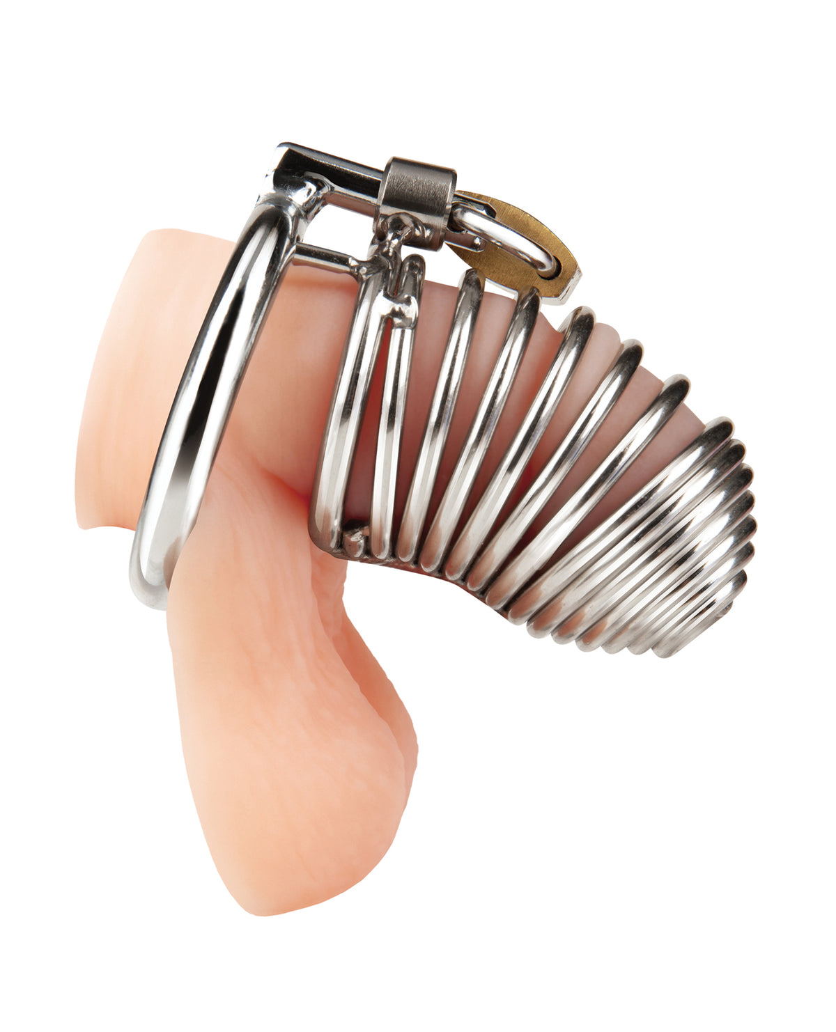 Dispositivo de castidad con jaula para pene de hierro resistente, cerradura y diseño de resorte, para prisioneros