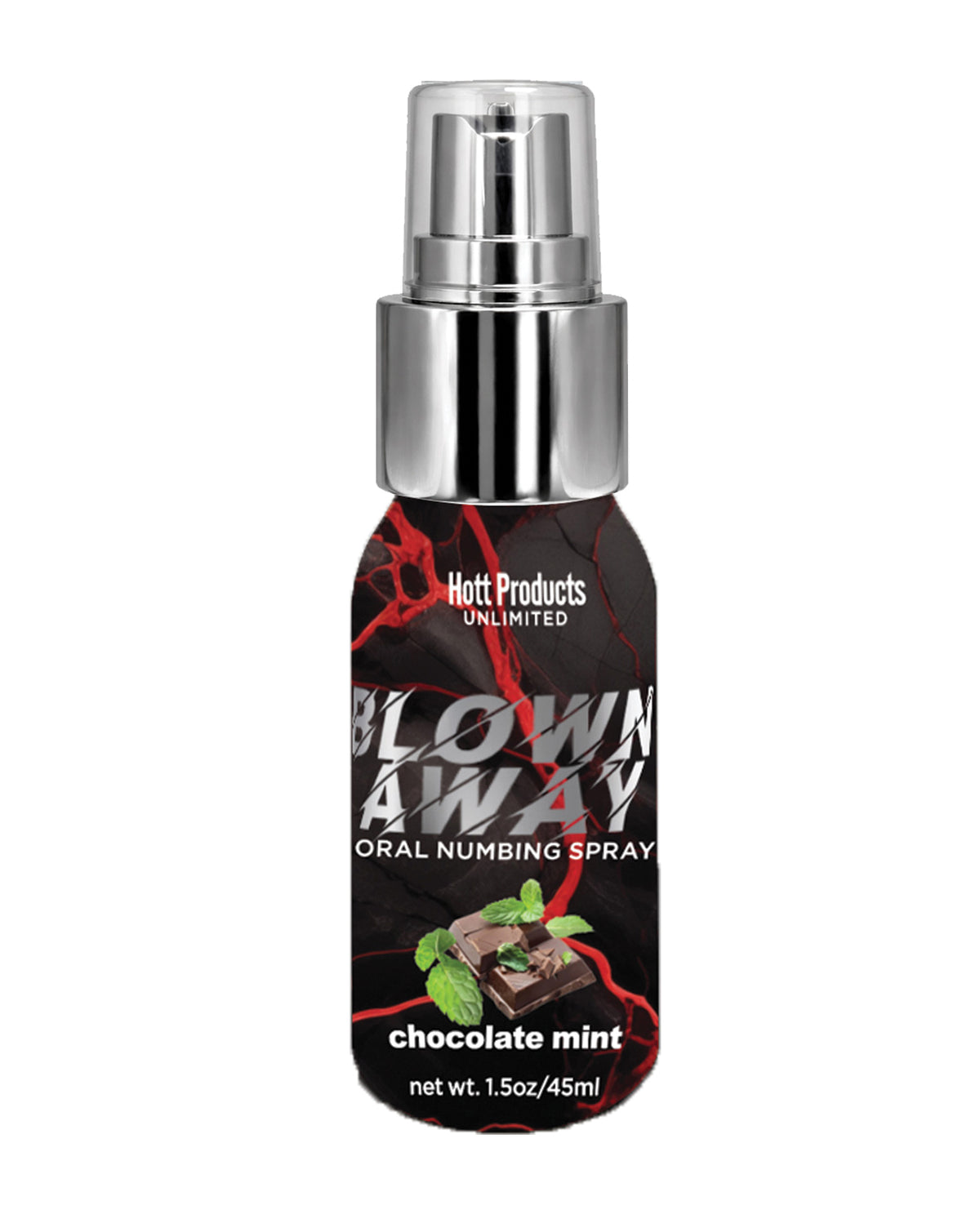 Spray anestésico oral Blown Away de chocolate y menta, desensibilizante y refrescante del aliento