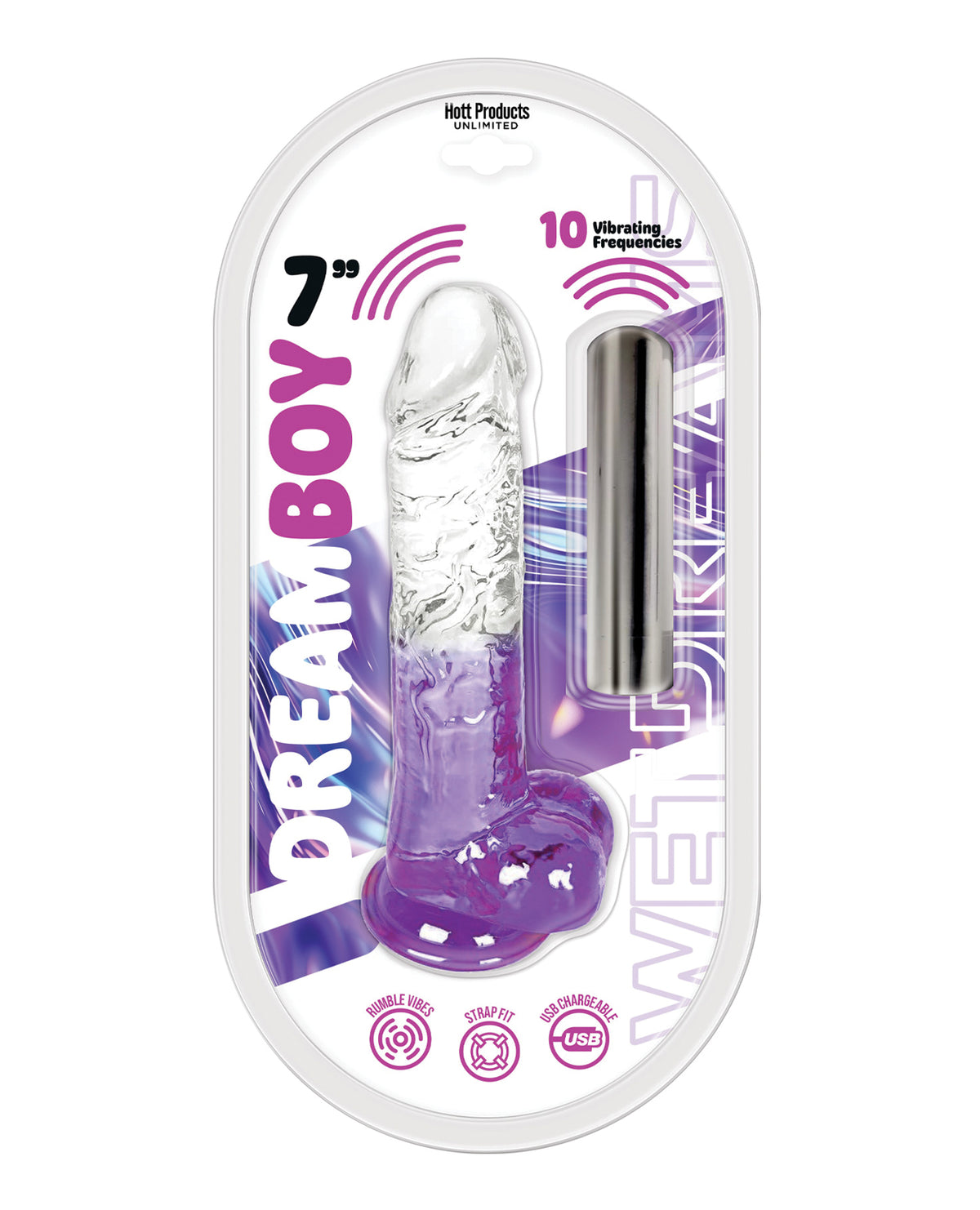 Wet Dreams Dream Boy 7 Inch Purple Jelly Bullet Vibrator Multi Speed