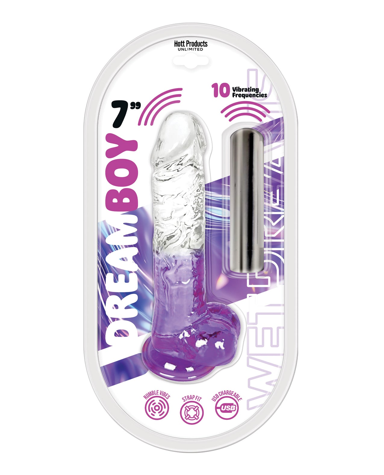 Wet Dreams Dream Boy 7 Inch Purple Jelly Bullet Vibrator Multi Speed