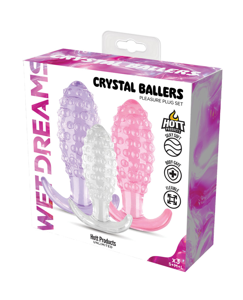 Load image into Gallery viewer, Wet Dreams Crystal Ballers Anal Plugs 3 Pack Body Safe Gel
