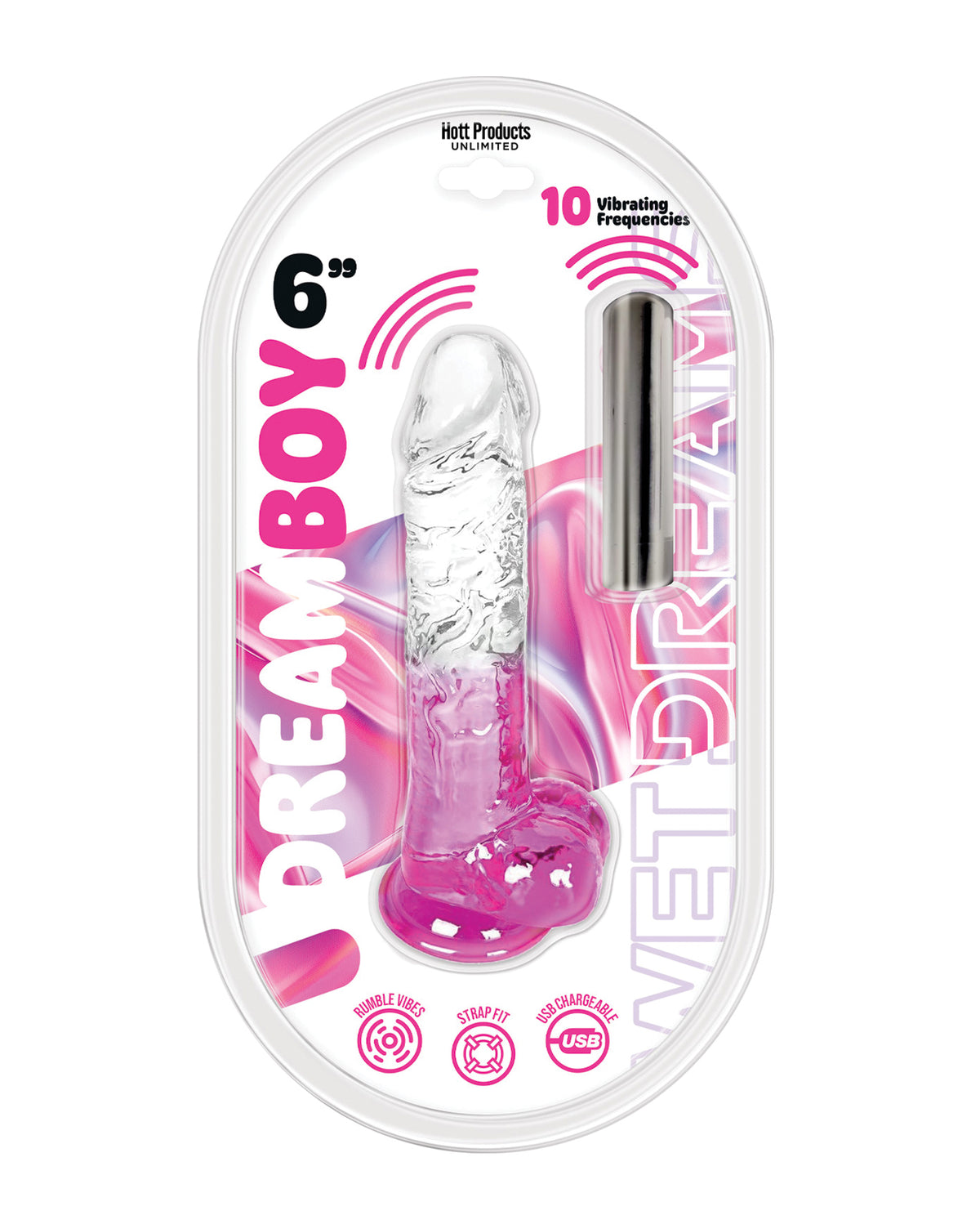 Wet Dreams Dream Boy 6 Inch Pink Jelly Multi Speed Vibrator