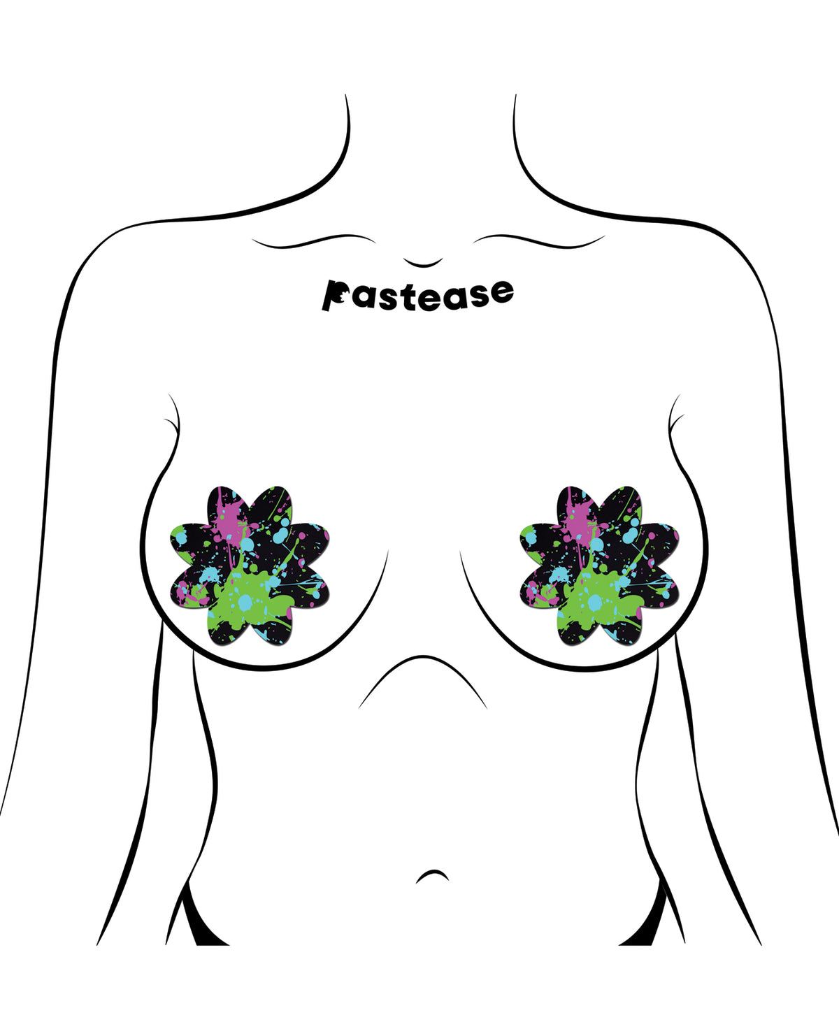 Pastease Neon Paint Splatter Breast Pasties Multi Color One Size