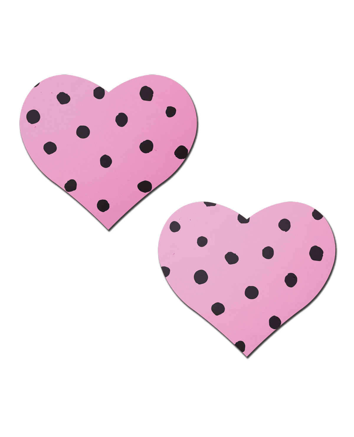 Protectores adhesivos para pezones en forma de corazón rosa retro con lunares negros
