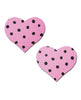 Cargue la imagen en el visor de la galería, Protectores adhesivos para pezones en forma de corazón rosa retro con lunares negros
