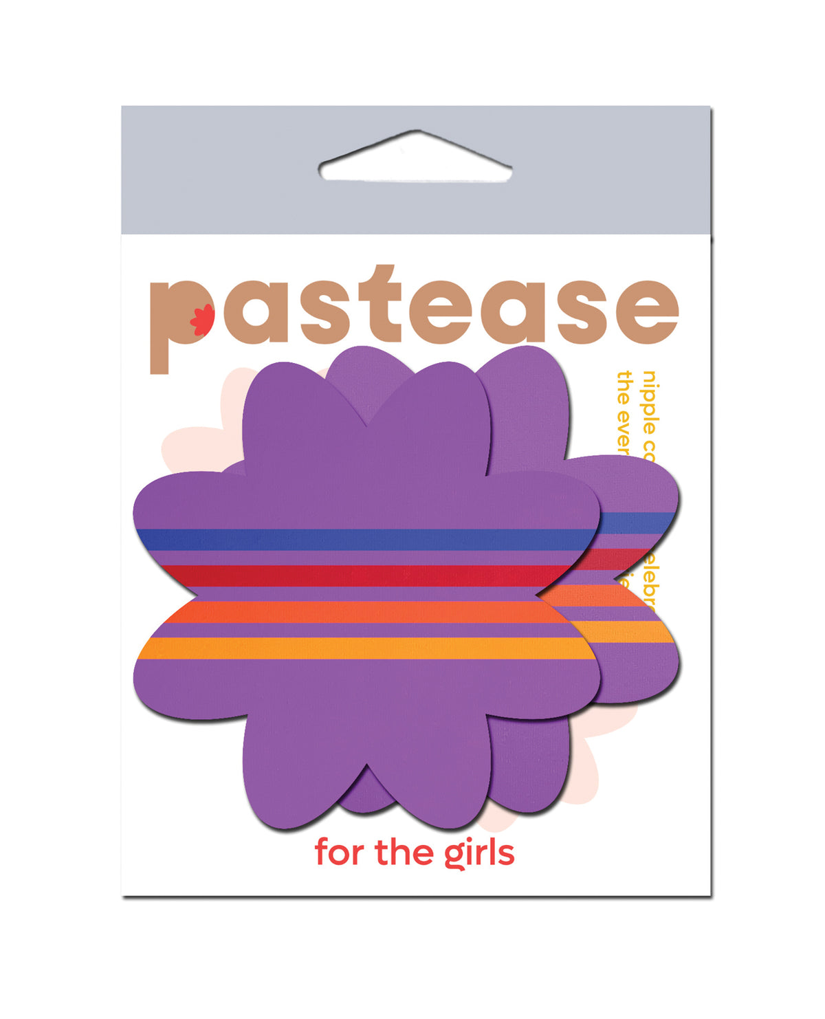 Pezoneras adhesivas de pecho Pastease coloridas, retro, a rayas moradas, talla única