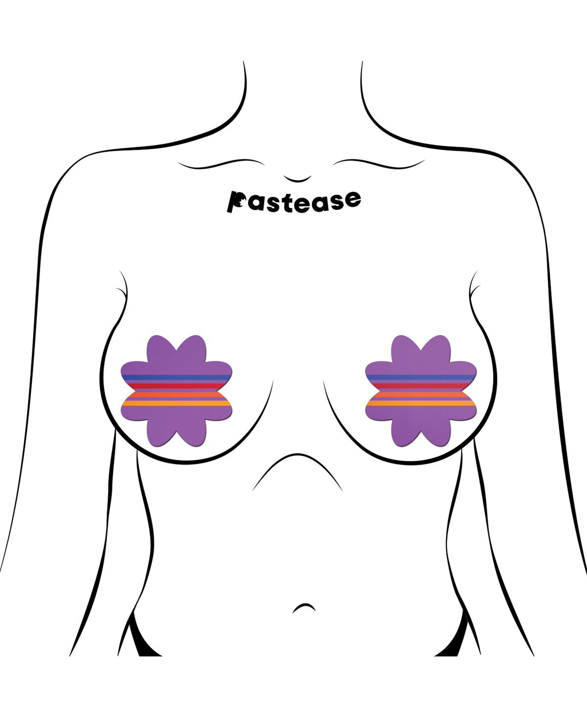 Pastease Colorful Retro Striped Purple Adhesive Breast Pasties One Size