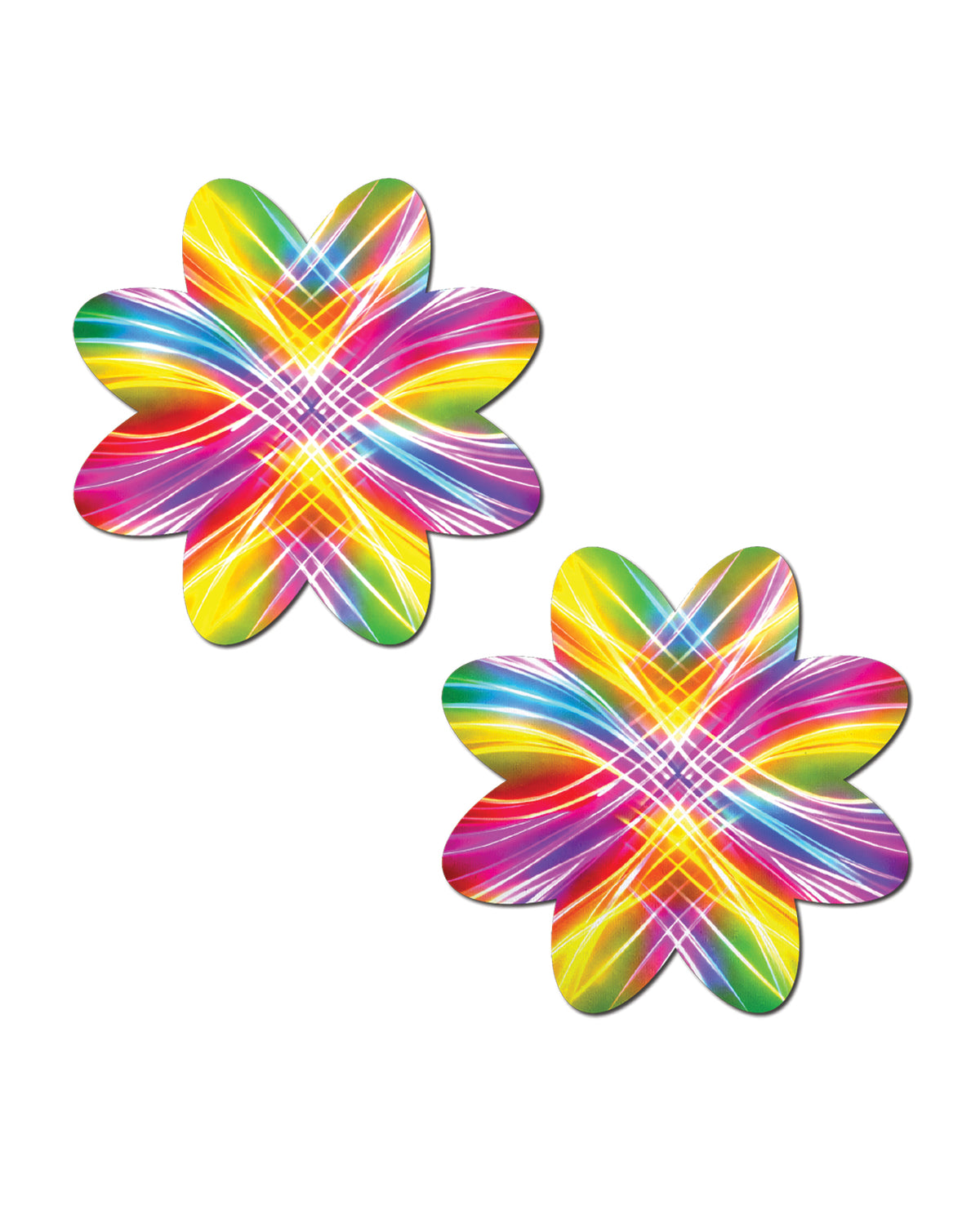 Cache-tétons Electric Rainbow Fractal Laser en forme de pétales, décoration corporelle pour festivals