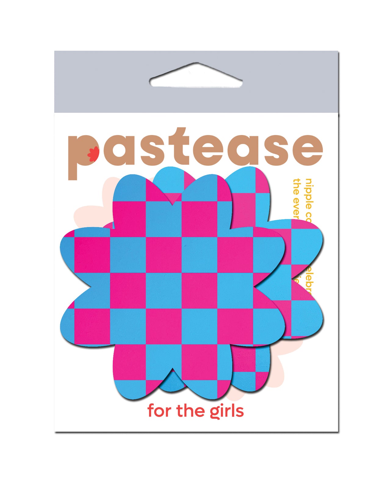Pastease Neon Checkered Pink Blue Petal Breast Pasties Retro Festival