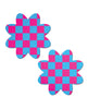 Load image into Gallery viewer, Pastease Neon Checkered Pink Blue Petal Breast Pasties Retro Festival
