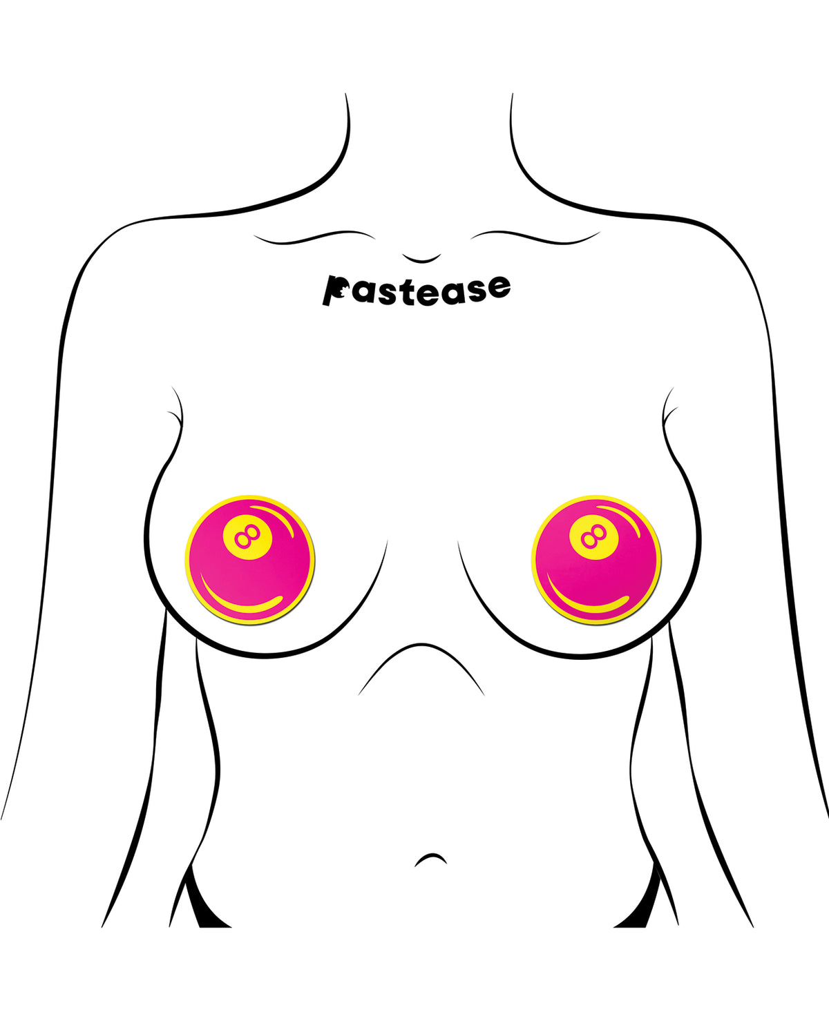 Adhesivos para pezones Pastease de bola 8, rosa neón y amarillo, novedad para adultos, festival