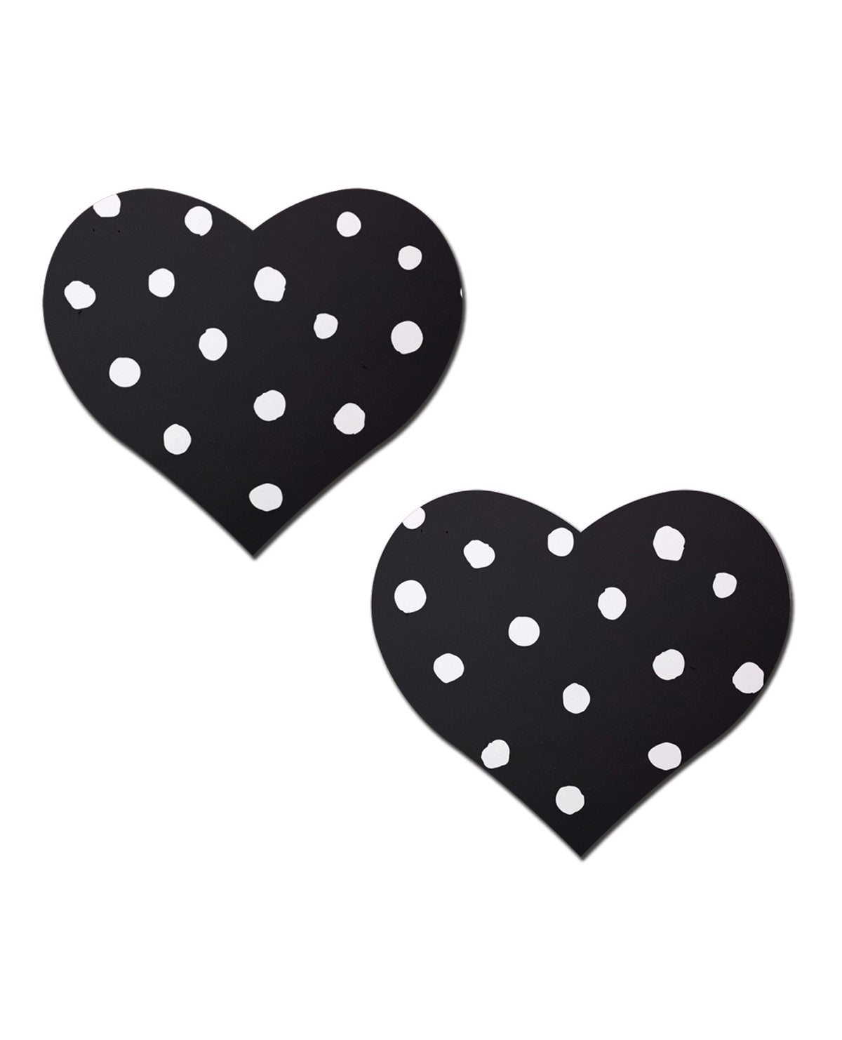 Pezoneras Pastease negras en forma de corazón con lunares blancos, de inspiración vintage