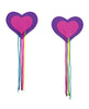 Charger l'image dans la visionneuse de la galerie, Cache-tétons Pastease en forme de cœur rose néon et violet, avec franges à pampilles arc-en-ciel
