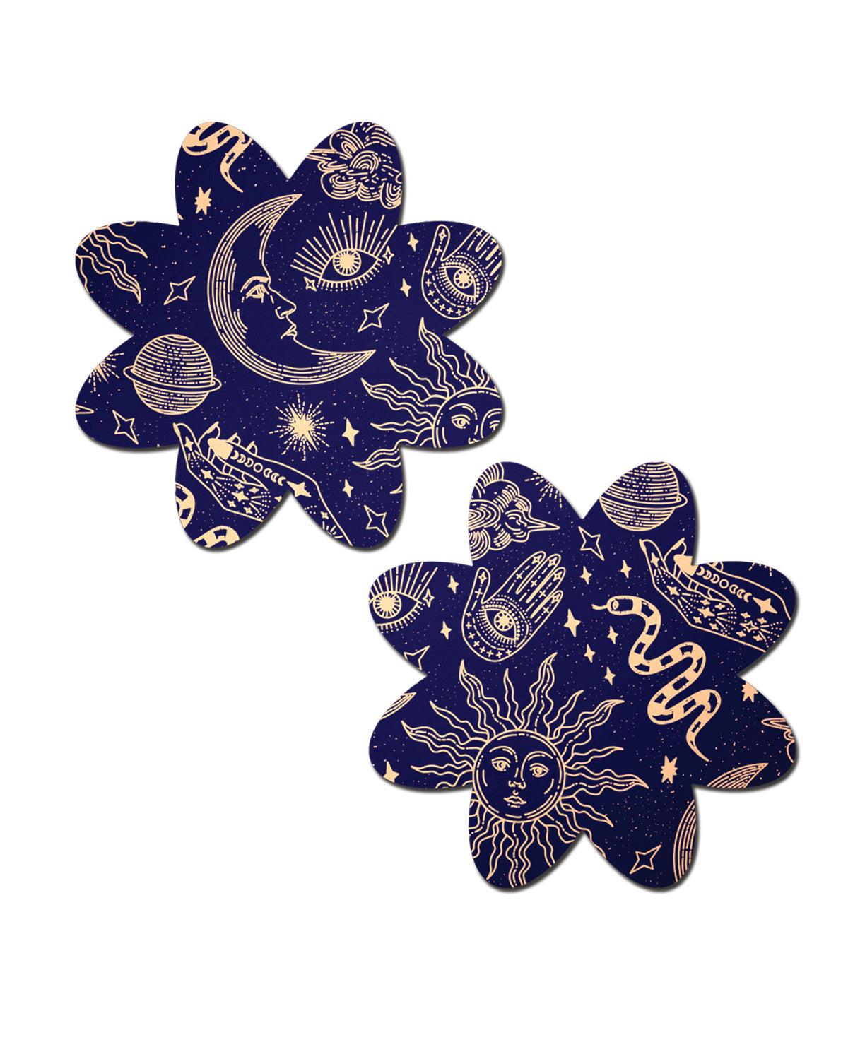 Midnight Celestial Sun Moon Printed Adhesive Bra Covers Pasties