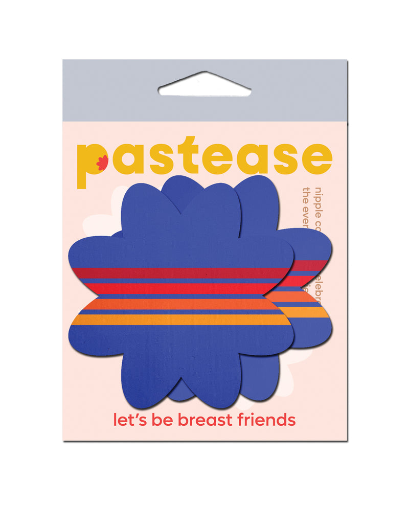 Load image into Gallery viewer, Vibrant Retro Striped Blue Petal Breast Pasties One Size
