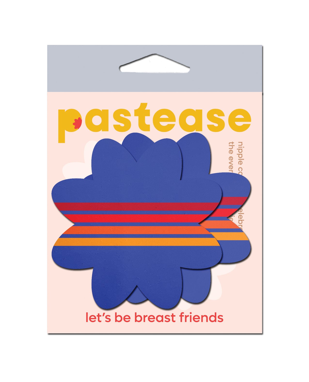 Vibrant Retro Striped Blue Petal Breast Pasties One Size