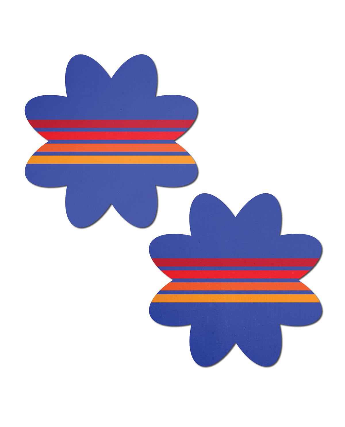 Vibrant Retro Striped Blue Petal Breast Pasties One Size