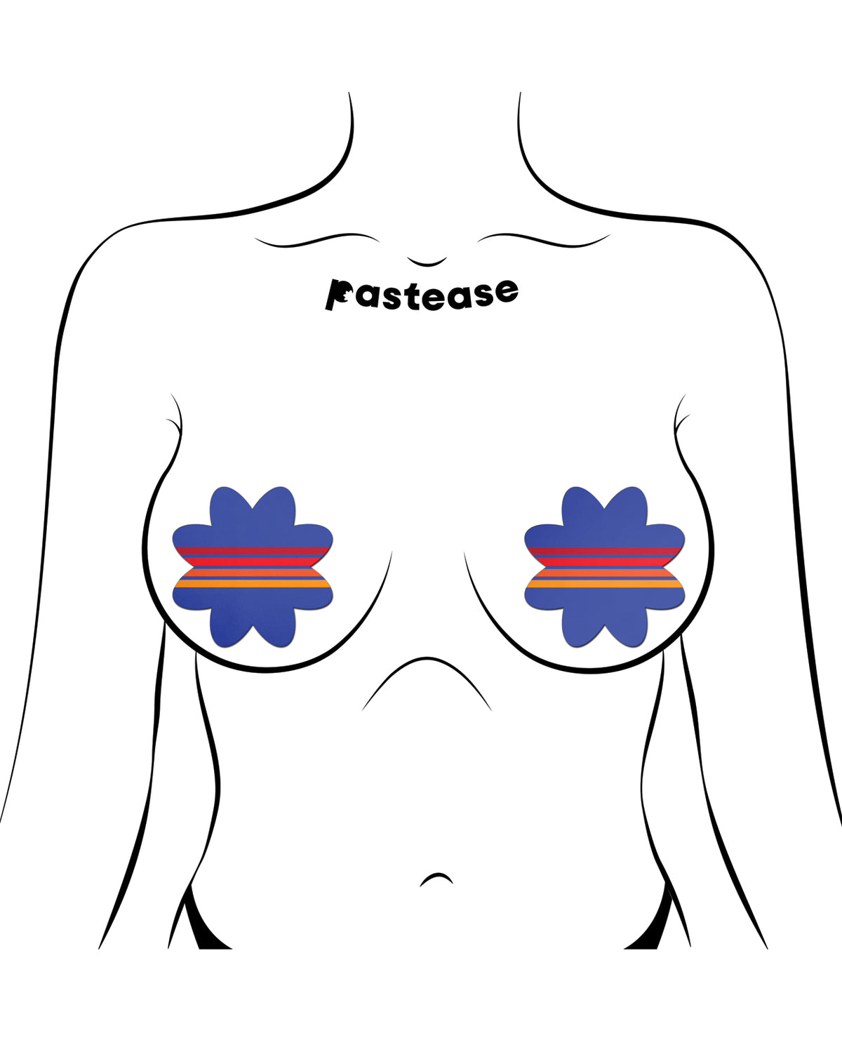 Vibrant Retro Striped Blue Petal Breast Pasties One Size