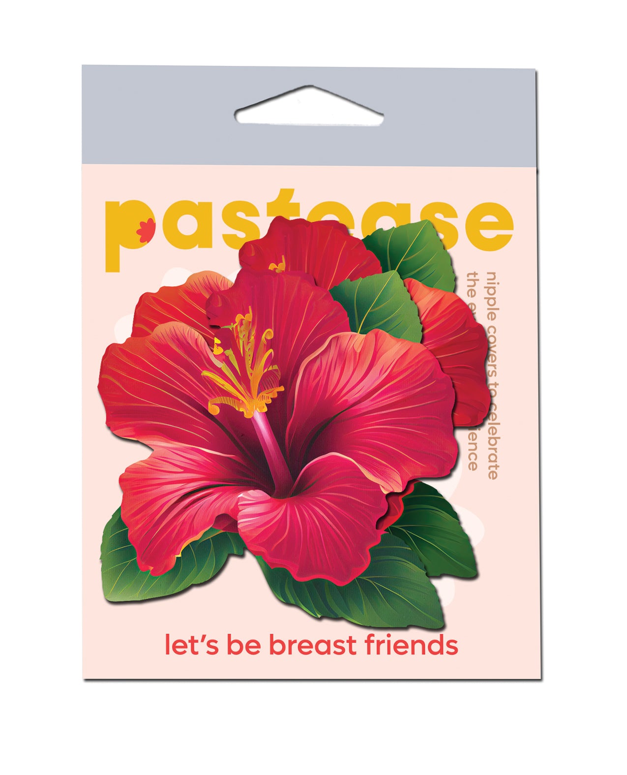 Pastease rode Hawaïaanse hibiscusbloemvormige borstbedekkers, tropisch botanisch patroon, één maat