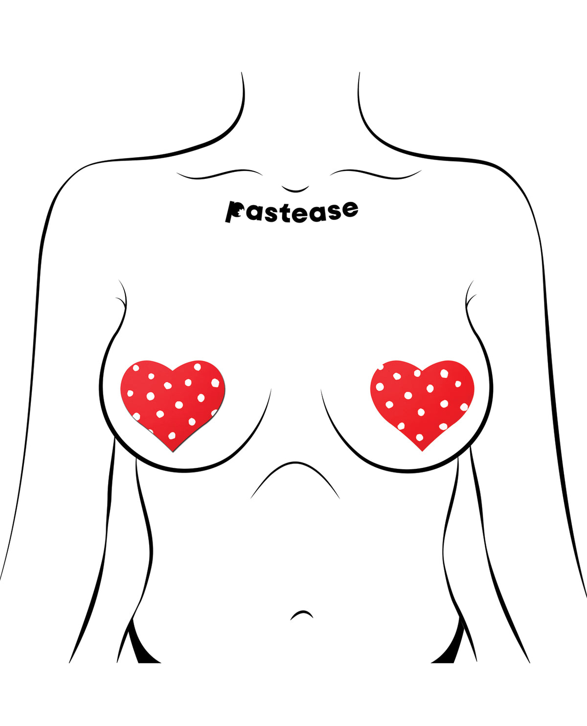 Parchecitos para pezones en forma de corazón Pastease, rojos con lunares blancos, talla única